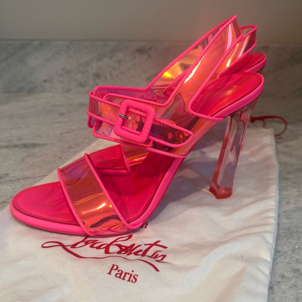Christian Louboutin Neon Pink Transparent Heels